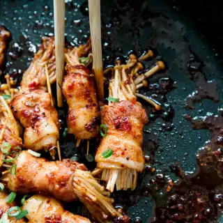 Enoki Mushroom Wrapped in Bacon