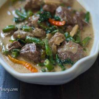 Ginataang Baka – Beef in Coconut Milk with Green Beans and Spinach