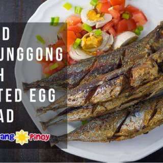 Fried Galunggong with Salted Egg and Tomato Salad