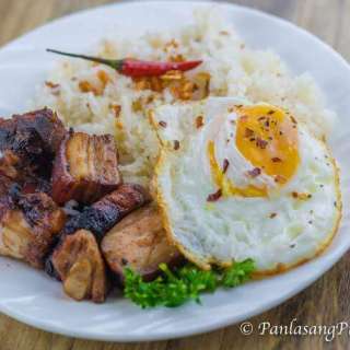 Grilled Pork Belly with Garlic Fried Rice and Fried Egg - Liempo Sinangag Itlog
