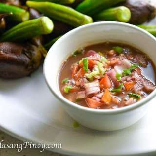 Boiled Okra and Eggplant with Bagoong Dipping Sauce