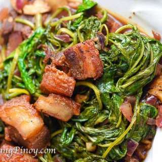 Apan - Apan Recipe (Adobong Kangkong with Fried Pork)