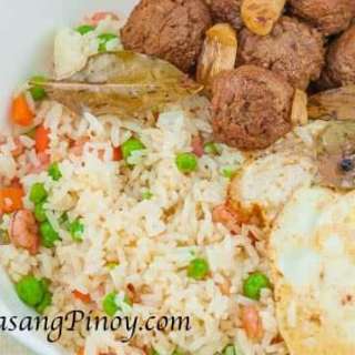 Meatball Adobo with Shrimp Fried Rice and Egg
