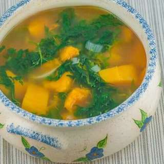 Kalabasa Soup with Ampalaya Leaves