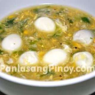 Corn Soup with Quail Eggs