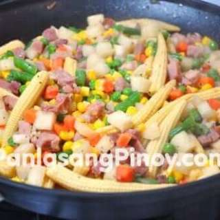Baby Corn Ham and Jicama Stir Fry