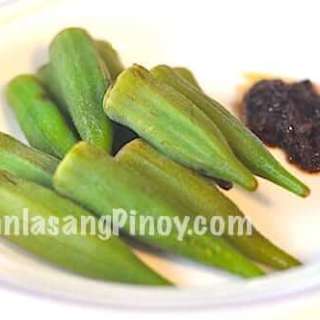 Steamed Okra and Bagoong
