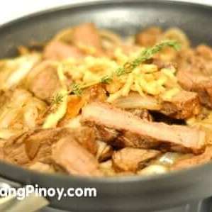 T-Bone Steak Sauteed with Onions