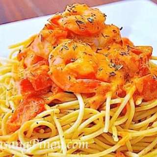 Shrimp Pasta in Tomato Cream Cheese Sauce Recipe