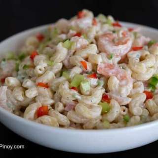 Seared Shrimp Macaroni Salad with Roasted Bell Pepper