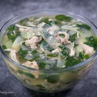 Chicken Sotanghon Soup with Malunggay at Sayote