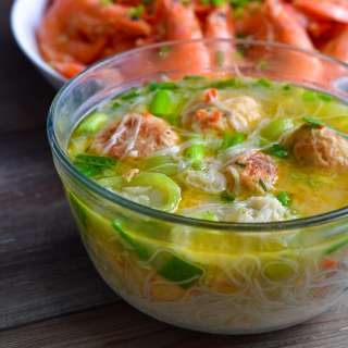 Tofu Balls Almondigas with Misua and Patola