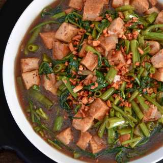 Garlic Tokwa and Kangkong in Oyster Sauce