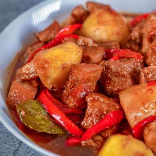Braised Pork Belly with Potato and Peppers