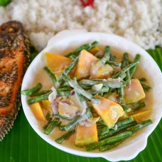 Ginataang Sitaw at Kalabasa with Fried Tilapia