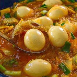 Sotanghon and Egg Noodle Soup
