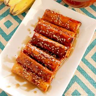 Mini Turon with Latik Sauce (Banana Lumpia with Coconut Caramel Sauce)