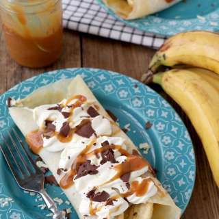 Banana Crepes with Choco-caramel Sauce