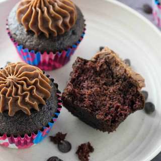 Moist Chocolate Cupcakes with Mocha Buttercream Frosting