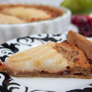 Pear frangipane tart with cranberries