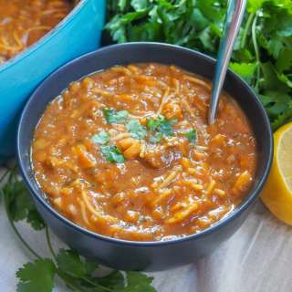 Harira (Moroccan lentil and chickpea soup)