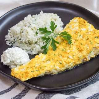 Persian style marinated fish with cacik