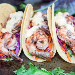 Jerk spiced shrimp tacos