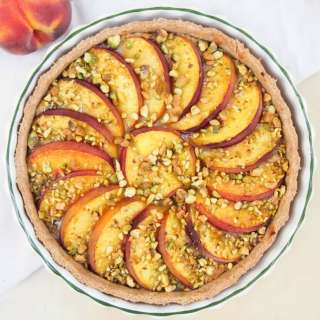 Peach and pistachio tart