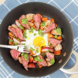 Steak and egg breakfast skillet