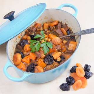 Lamb tagine with apricots, chickpeas and squash