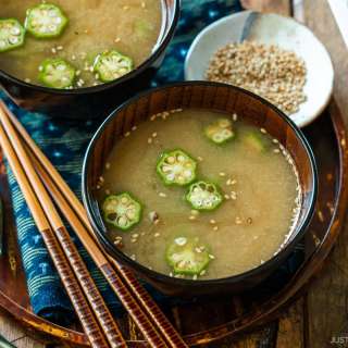 Natto Miso Soup with Okra