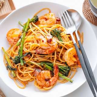 Japanese-style Shrimp and Broccolini Pasta