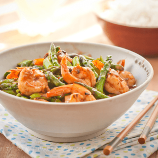 Stir Fried Shrimp & Asparagus in Black Bean Sauce