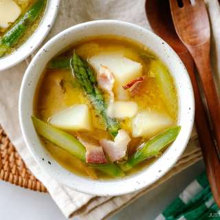 Bacon Asparagus Miso Soup