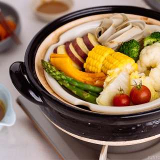 Steamed Vegetables with Miso Sesame Sauce (Mushi Nabe)