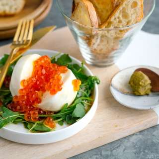 Burrata and Ikura Crostini