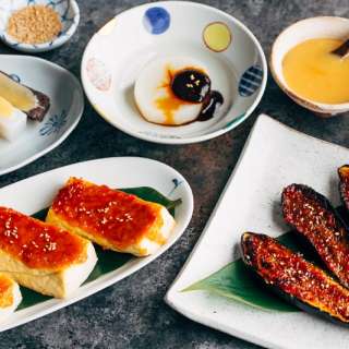 Miso Dengaku (Tofu, Eggplant, Daikon & Konnyaku)