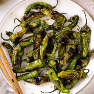 Blistered Shishito Peppers with Ginger Soy Sauce