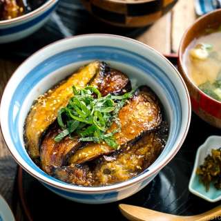 Soy-Glazed Eggplant Donburi
