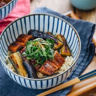 Eggplant Unagi Donburi