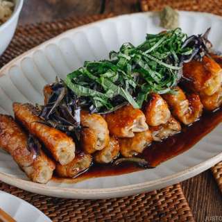 Ginger Pork Rolls with Eggplant