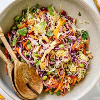 Asian Cabbage Salad with 3-ingredient Miso Dressing