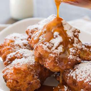 Banana Fritters with Vanilla Caramel Sauce