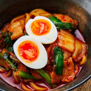 Pork & Kimchi Udon Noodle Soup
