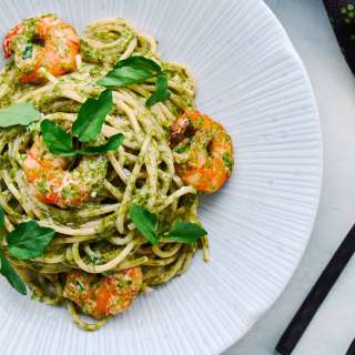 Japanese Shrimp Pasta with Nori Cream Sauce