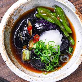 Nasu no Agebitashi (Fried Eggplant in Dashi Broth)