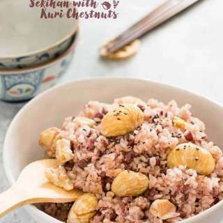 Sekihan with kuri chestnuts 栗おこわ