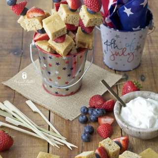 Red, White, and Blueberry Protein Cake Skewers