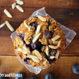 Blueberry Almond Baked Protein Oatmeal Muffins