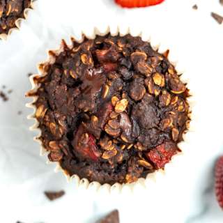 Chocolate Covered Strawberry Oatmeal Muffins